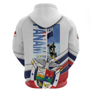 Sudadera con capucha y cremallera completa del Día de los Mártires de Panamá con estampado del monumento del Día de los Mártires y el escudo nacional - Product Image 3