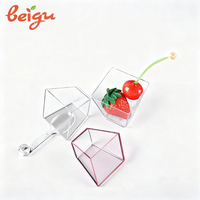Gobelets à dessert en plastique écologiques jetables avec couvercle et cuillère, résistants à la chaleur, diamètre 90 mm, logo/design graphique personnalisable, pour boissons froides