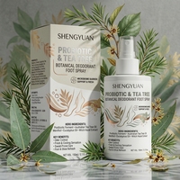 Spray déodorant pour les pieds à base de probiotiques fermentés, marque privée, aux extraits botaniques et à l'arbre à thé, contrôle des odeurs, rafraîchissant, sans alcool
