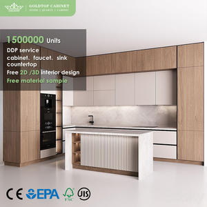 Gabinetes de Cocina Modernos Ecológicos Blancos Modulares de Tablero de Melamina de Madera RTA Listos para Armar de Goldtop, Grifo y Fregadero Completos - Product Image 1