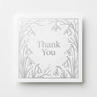 Cartes de remerciement personnalisées en relief cristal givré, motif branche de marguerite des neiges, feuille d'argent blanc glacé, emballage scandinave, cartes de vœux en gros