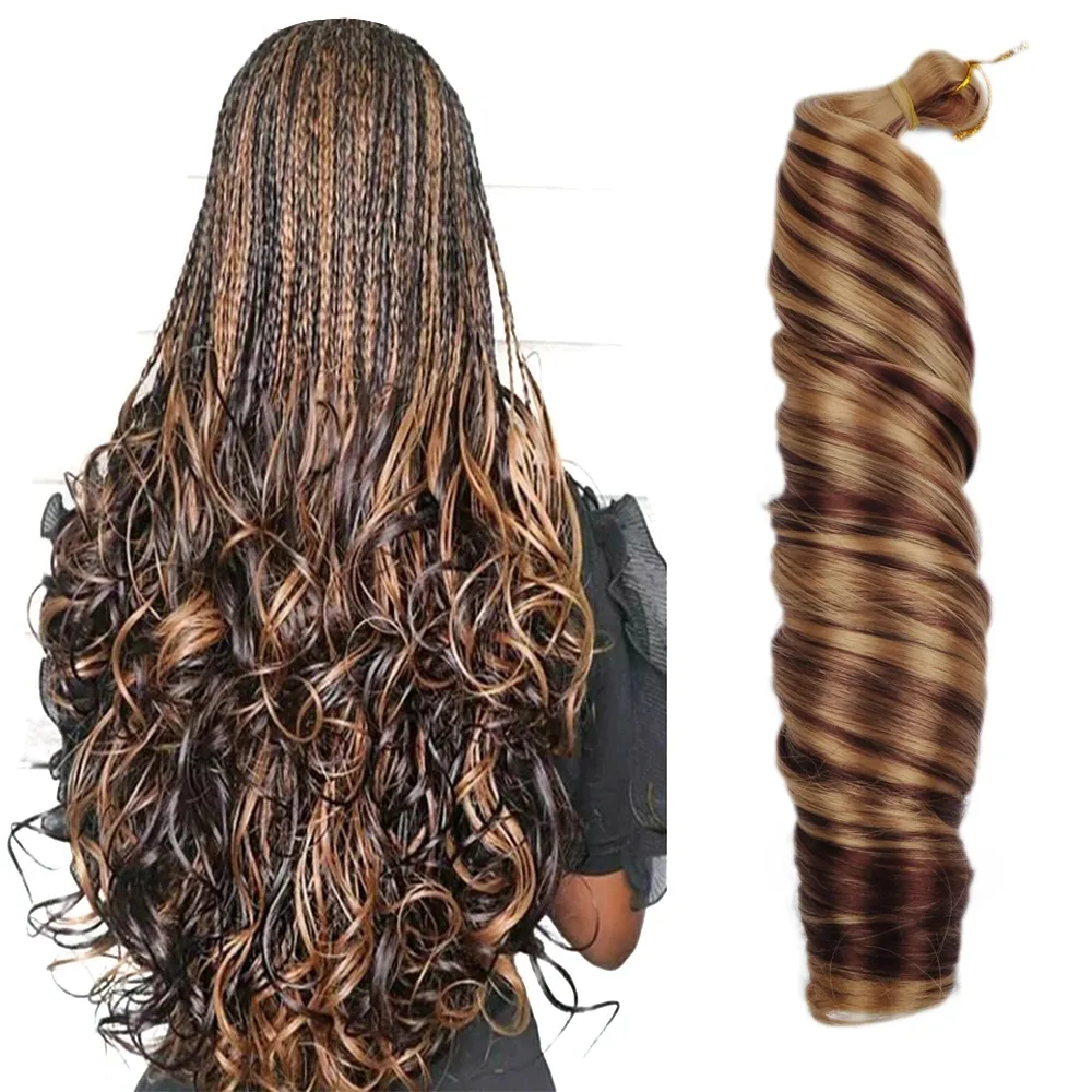 Display Loose Wave Spiral Curl Extensão do cabelo sintético Curls franceses Pony Silky Curly Trança do cabelo