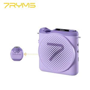 Amplificateur vocal sans fil 7RYMS WA2 (violet) pour enseignant avec micro-cravate magnétique, éclairage LED RGB, compatible avec les téléphones mobiles - Product Image 1