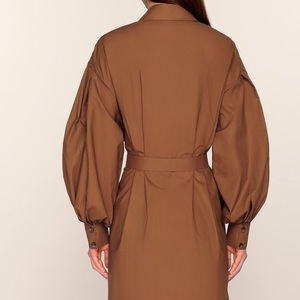 Robe <span class=keywords><strong>tunique</strong></span> à manches longues pour femmes en gros personnalisée, robe élégante à manches bouffantes, chemise décontractée, robe midi pour femmes - Product Image 3