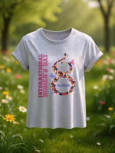 T-shirt per la Giornata Internazionale della Donna, da donna, a maniche corte, girocollo, con stampa grafica, top casual in jersey, per tutte le stagioni, vestibilità regolare - Product Image 2