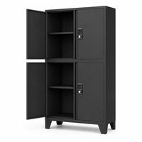 Gabinete de Almacenamiento de Acero de Cuatro Puertas con Cerradura Digital Doble, Estantes Reforzados Ajustables y Variedad de Colores