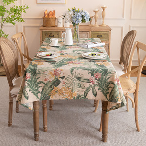 American-style Vintage Polyester Customizable Dustproof Digitally Printed Colorful Floral Bird Rectangular Coffee/dining <strong>Table</strong> - Product Image 4