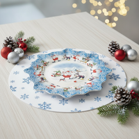 Assiettes jetables en papier bonhomme de neige de dessin animé européen américain de 11 pouces fournitures de fête à thème de Noël transfrontalier vaisselle pour