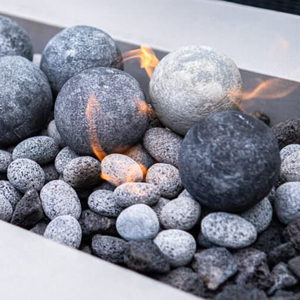 Boule de feu en pierre volcanique de roche de lave ronde naturelle <span class=keywords><strong>pour</strong></span> le gaz intérieur ou extérieur et le gril de barbecue brûleurs et cheminées - Product Image 1