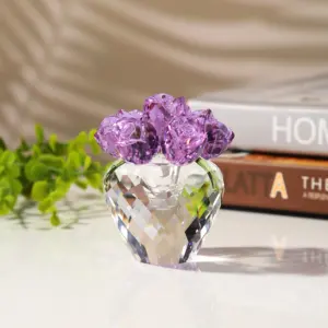 레드 크리스탈 로즈 꽃 결혼 반환 선물 연인을위한 발렌타인 데이 선물 3D 크리스탈 모델