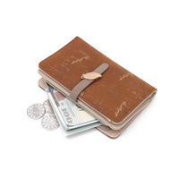 Dompet Koin Kulit PU Portabel Kecil Wanita dengan Penutup Kancing, Dompet Pendek & Tempat Kartu (Hitam)