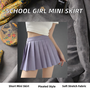 Jupes Courtes Plissées Mini pour Femmes, Prêtes à l'Expédition, Respirantes, Naturelles, Décontractées, Cousues, Tailles XS-XL, Vente en Gros, Style Écolière - Product Image 2