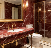 Calcite Rouge Naturelle de Luxe, Pierre Rouge Profonde avec Veines Blanches, Design Moderne pour Salle de Bain et Utilisation Extérieure