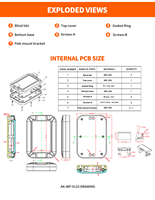 Caja de Plástico Impermeable IP67 para Exteriores con Protección UV ASA UL94HB, Soporte para Poste, Rastreador GPS, Gateway Lorawan, Carcasa para Sensor IOT