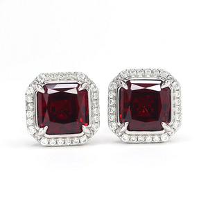 Eleganti Orecchini a Perno Quadrati Rossi per Donne, Accessori per Orecchie Stile Cerimonia - Product Image 6