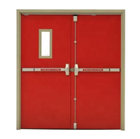 Porte commerciale moderne en acier galvanisé coupe-feu avec barre anti-panique et verre fini pour appartement, hôtel, école – Durée de résistance 20 min à 3 heures