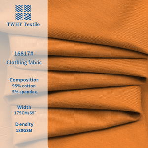 Venta al por mayor de moda <span class=keywords><strong>180</strong></span> Gsm tejido elástico de algodón Spandex tejido bidireccional elástico tejido Jersey para mujer conjuntos de mamelucos - Product Image 2