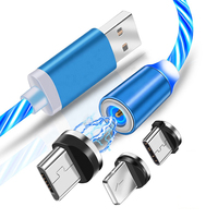Nieuwe Collectie Led Vloeiende Licht 2.4A Usb Magnetische Oplaadkabel Led Magnetische Kabel