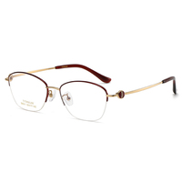 S6011 nouvelle monture de lunettes en titane pur avec incrustation de diamants Style rétro à la mode vente chaude lunettes Halfrim pour les femmes