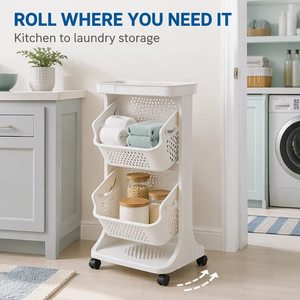 Haixing 2-3 Ebenen Kunststoff-Trolley Badezimmer Kleider- und Spielzeug-Organizer Aufbewahrungskorb mit Rollen - Product Image 2