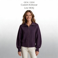 Winter-Freizeitstrickjacke für Damen mit Matrosenkragen und Reißverschluss, 100% Polyester, Anti-Schrumpf, Anti-Falten, Verkehrsdesign, Computergestrickt
