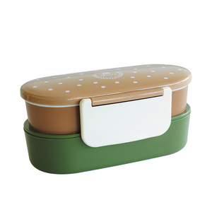 Double Layer Plastic <b>Lunch</b> <b>Box</b> For Children With Double Buckle Rectangle Shape Plastic Lid - Product Image 4