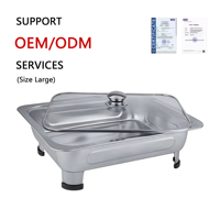 Rechteckiger Edelstahl-Chafing-Dish mit Glasdeckel Kommerzieller Buffet-Speisenwärmer für Hotel-Catering