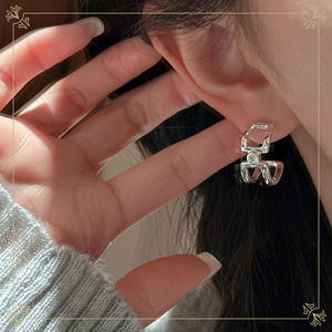 S925 Sterling Silver Retro Double-Layer Earrings Niche Design Korean Simple Fashion <b>Ear</b> Jewelry Wholesale Silver Gift - Product Image 1