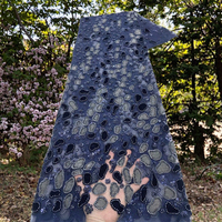 NI.AI Nouveau design Tissu en dentelle perlée écologique tissé warp, velours floqué brodé de paillettes pour robes de mariée et de filles