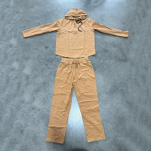 Setelan Kasual Pria Linen Baru, Kemeja Lengan Panjang Berkerah Hoodie Longgar Berhias Manik-Manik dan Celana, 2 Potong, Pakaian Pria - Product Image 2