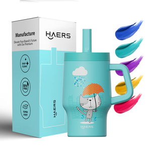 Haers Sızdırmaz Gıda Sınıfı Sevimli İzole Paslanmaz Çelik Çocuk Bardağı Sıcak ve Soğuk - Product Image 2