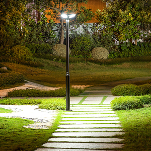 Lampadaire solaire LED de jardin avec détecteur de mouvement, lumière blanc chaud doux 2700K, IP66, corps en laiton, design à double tête, utilisation extérieure, garantie 10 ans - Product Image 5