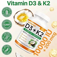 Gélules végétariennes certifiées BPF de vitamine D3 K2 pour adultes, très vendues, 10000 UI de vitamine D3 et 200 mcg de vitamine K2