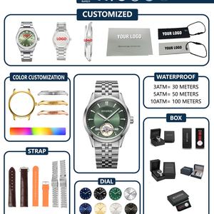 Montre mécanique analogique de style le plus récent, 41 mm, mouvement japonais, entièrement en acier inoxydable, cadran à cœur ouvert, automatique de luxe, marque personnalisée - Product Image 3