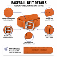 Ceinture de sport classique en cuir PU de haute qualité avec logo personnalisé, boucle à ardillon métallique réglable, pour uniforme de baseball et softball, pour jeunes et adultes