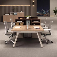 Ensemble bureau et chaise de travail, design minimaliste moderne, cloison de bureau pour employés, pour quatre à six personnes, en bois en forme de T