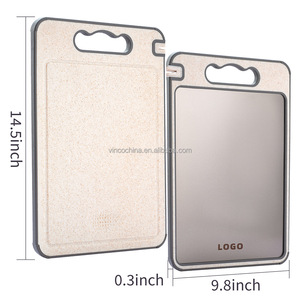 Hai mặt Titan & lúa mì rơm PP thịt cắt thớt với dao mài & tỏi vắt tay & nước trái cây rãnh - Product Image 2