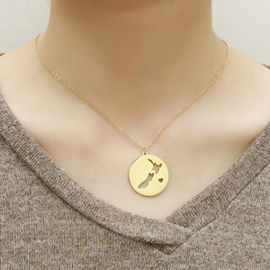 Fabricante de acero inoxidable Nueva Zelanda Mapa Cadena Collar Plata 18K Oro Rosa Chapado en oro Nueva Zelanda Mapa Colgante Collar - Product Image 6