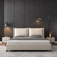 Offre Spéciale : Lit Intelligent Italien en Cuir 1,8m, Ensemble Chambre Double Luxe Léger, Lit Designer Nordique Simple 2m, Ensemble Confort