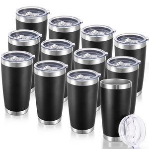Gobelet isotherme en acier inoxydable de 20 oz (500 ml) avec couvercle, double paroi, revêtement poudré, pour voiture, bureau, extérieur, 6 à 12 heures - Product Image 3