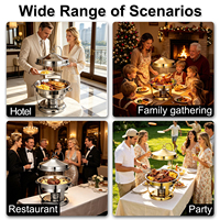 4,5L Luxe Gouden RVS Chafing Dish Buffet Warmhouder Ronde Catering Warmhouder met Brandstofhouder voor Hotel Restaurant