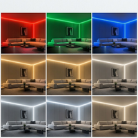 Lampu Strip LED COB Fleksibel Kecerahan Tinggi 12V 24V 8mm 480 LED/m Putih Hangat Warna RGB Dapat Disesuaikan Pita Linear Plafon UL CE