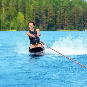 Chất lượng cao ván lướt sóng waterski dây màu xanh lá cây màu vàng in xử lý waterski Board