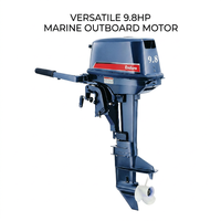 Moteur marin essence 2 temps 9,8 CV de qualité supérieure avec commande manuelle par gouvernail, conception robuste, pour bateau de travail et radeau de sauvetage - En promotion