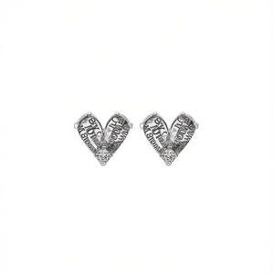 Boucles d'oreilles en or blanc E3382 avec diamants taille cœur pour femme, romantiques, à porter au quotidien, couleur G, diamants naturels - Product Image 1