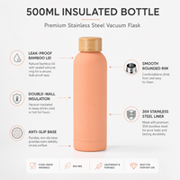 Bouteille d'eau isotherme en acier inoxydable 304 à double paroi, design moderne, avec couvercle en bambou et joint sous vide anti-fuite pour la rentrée scolaire