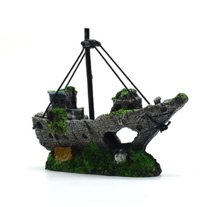 Mini Resina Navio Pirata para Aquarium <span class=keywords><strong>Decor</strong></span> Fish Tank Paisagismo Hideout House - Product Image 5