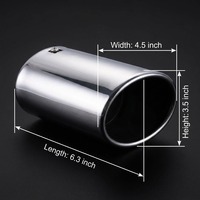 Embout d'échappement en acier inoxydable 4,5" x 3,5" ovale, coupe oblique, finition miroir chromée, 6,3" de long, bord roulé, universel, à clipser