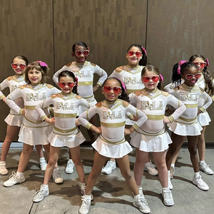 Aangepaste Sublimatie Sparkle Strass Witte <span class=keywords><strong>Cheerleading</strong></span> Lange Mouw Spandex Wedstrijd Jeugd <span class=keywords><strong>Cheerleading</strong></span> Uniformen - Product Image 2