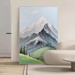 Hand Painted Oil Painting Mountain Landscape <b>Art</b> Canvas Wall Decor For Living Room Entryway Home Decoration - Product Image 2